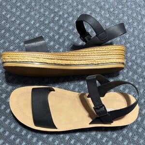 Elegant Black and Tan Platform Sandals